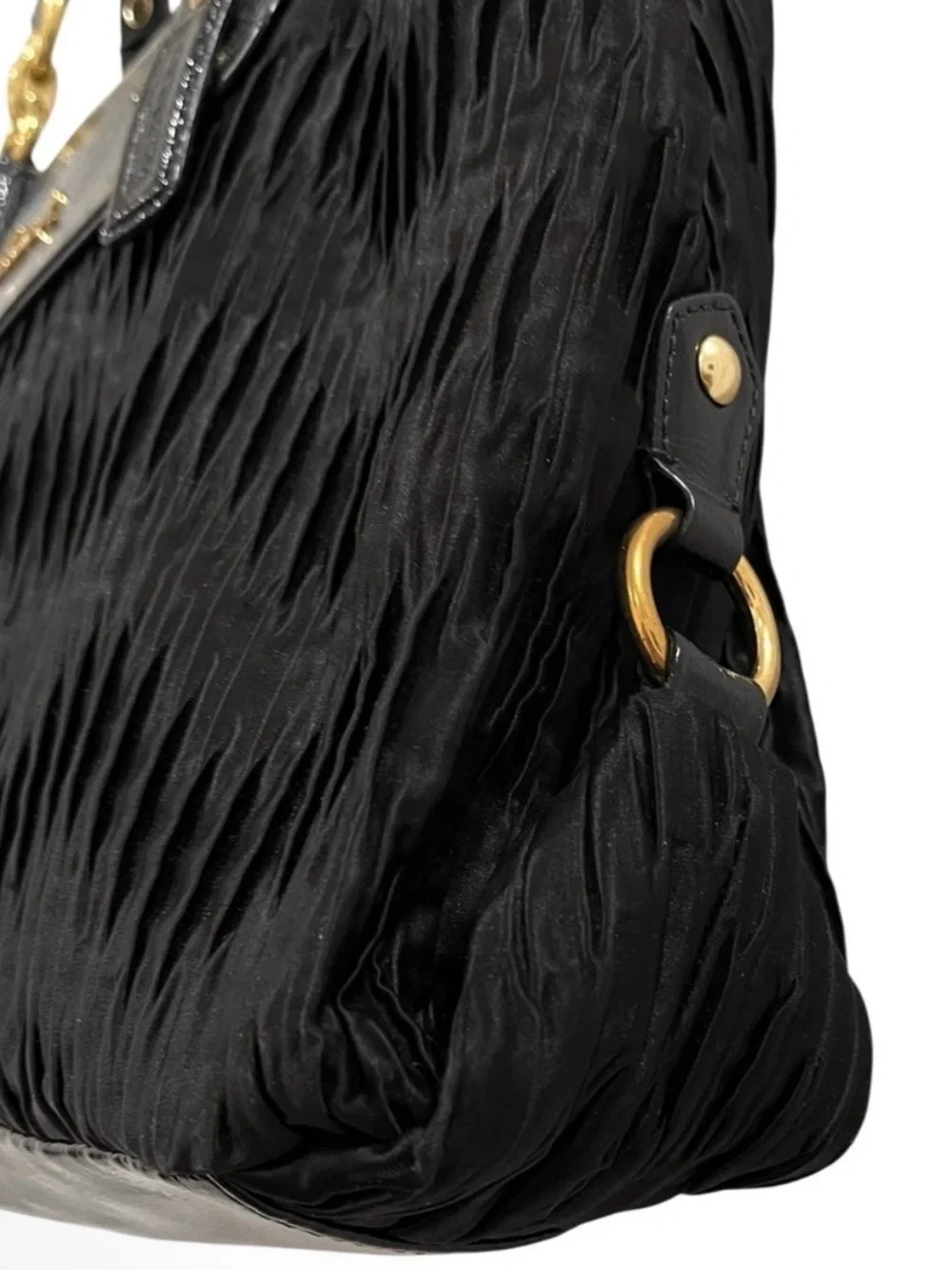 Coach Ashley Gathered Satin Satchel — Black